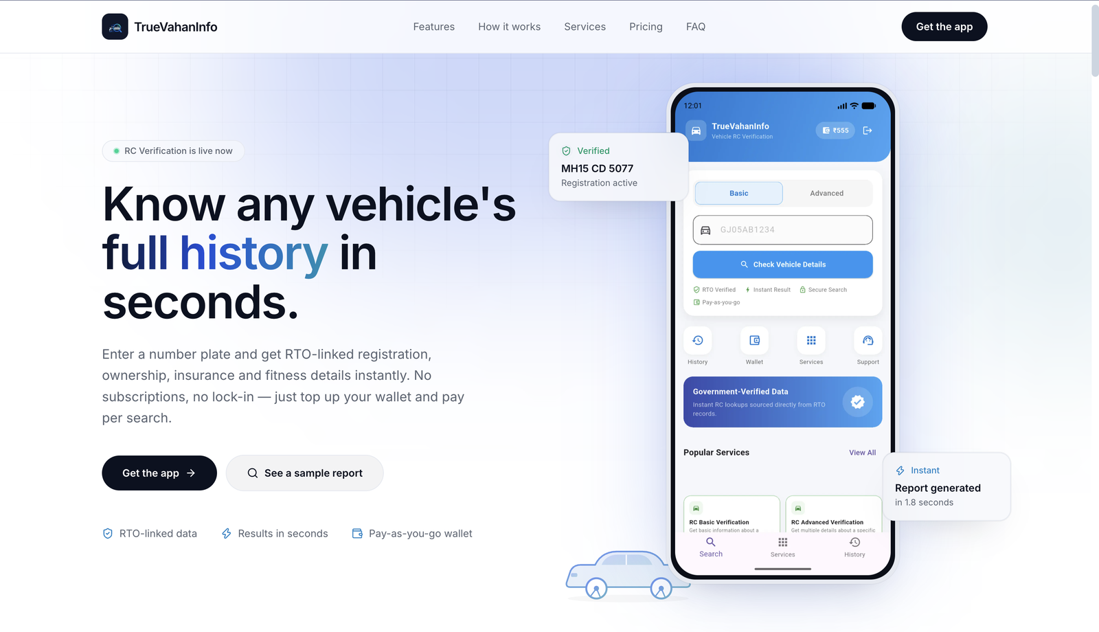 TrueVahanInfo product screenshot